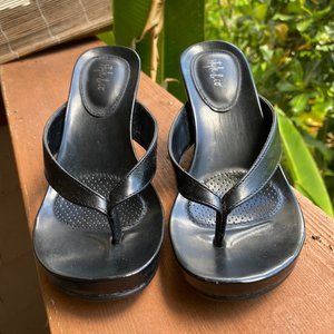 Black Thong Wedges